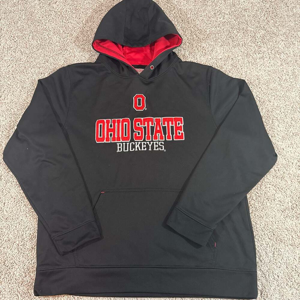 Ohio State Buckeyes Hoodie XL Black Scarlet Gray Pullover Embroidered NCAA